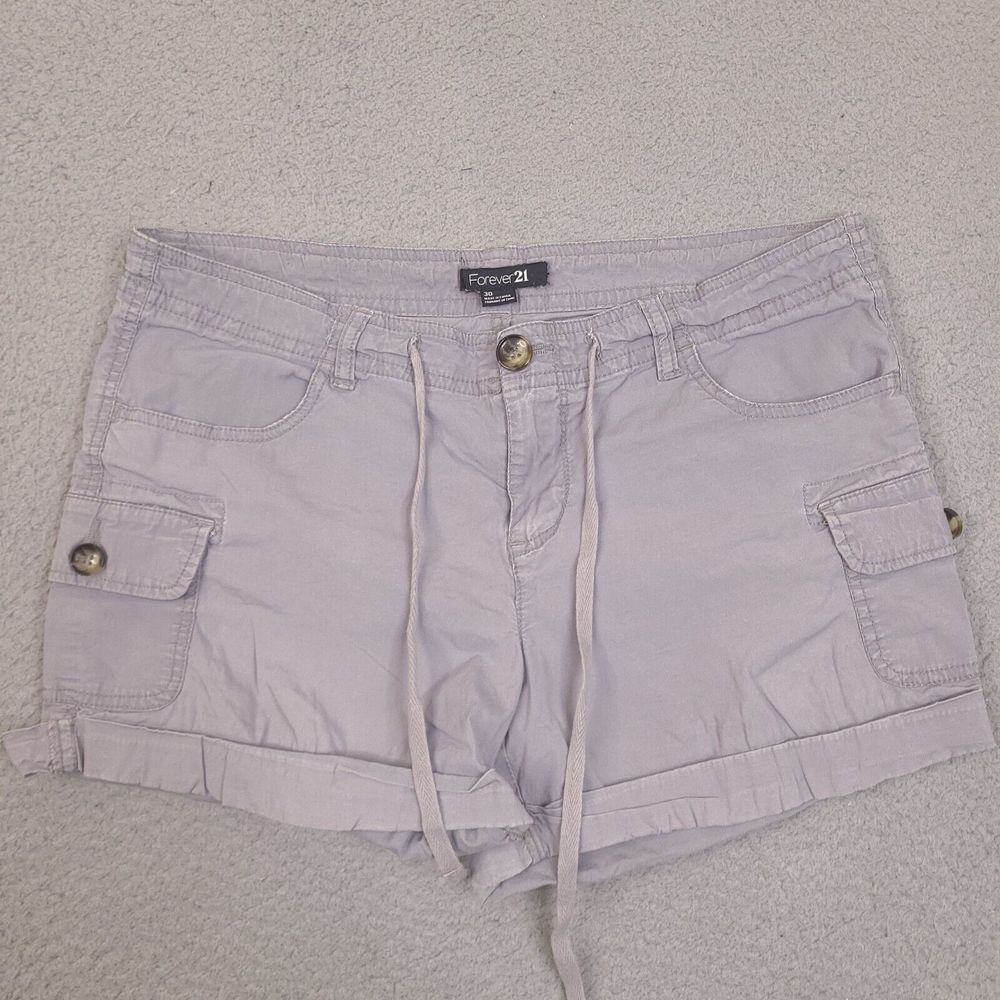 Forever 21 Cargo Shorts Womens 30 Gray Cuffed Drawstring (34 Waist)‎